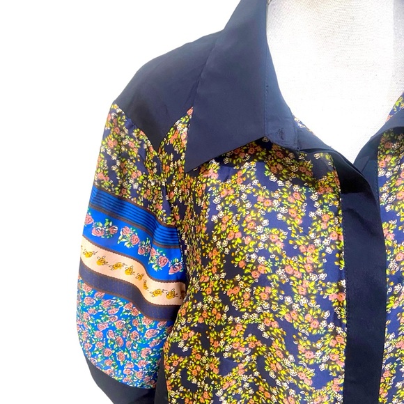 Asos Curve short sleeve button down shirt dress mixed cherry blossom print 16 - Picture 5 of 12